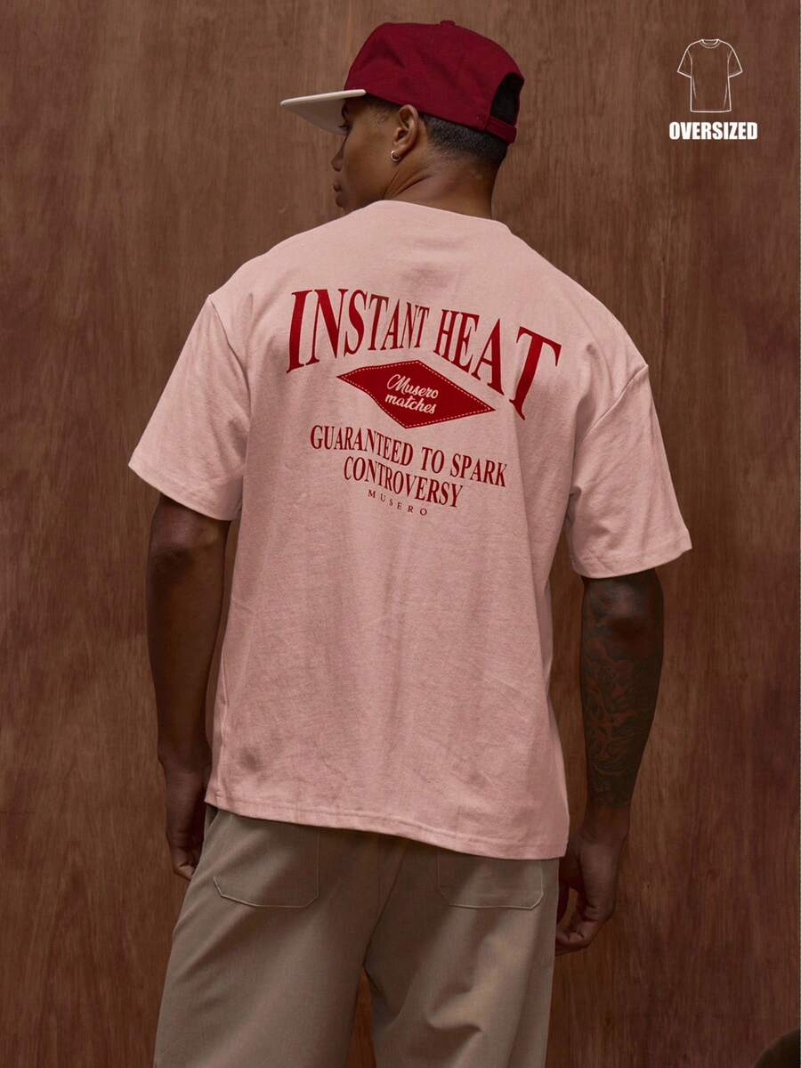 Musero Oversized Short Sleeve Graphic Printed T-Shirt / Spring&Summer - Baby Pink - View 1