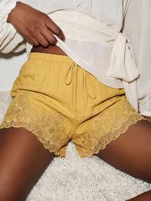 Livesso Women's Drawstring Waist Casual Daily Home Shorts - Camel - View 1
