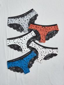 AltBold 5pcs Lace Patchwork Women's Panties - Multicolor - View 3