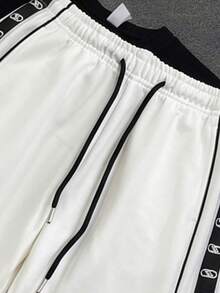 Gym Rark Men's Drawstring Waist Colorblock Casual Versatile Daily Travel Sports Long Pants, Gym - White - View 4