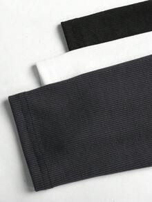 SHEIN 青少年女孩純色圓領休閒百搭日常長袖T恤 3件/套 - 彩色 - 查看 8