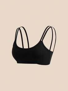 Cheerettes Women's Solid Color Seamless Comfortable Sports Bra - Black - View 6