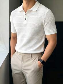 JOLTRO Men's Casual Summer Vacation & Commute Solid Color Short Sleeve Polo Shirt, Minimalist & Versatile - White - View 4