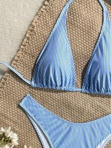 Swim Mod Vacation Beach Striped Two-Piece Swimsuit Set - Multicolor - View 4