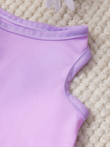 PETSIN 1pc Capybara Letters And Cute Holding Pearl Milk Tea Patterned Printed Pet Vest, Comfortable And Breathable, Casual Style, Breathable And Anti Shedding Pet Clothing - Purple - View 2
