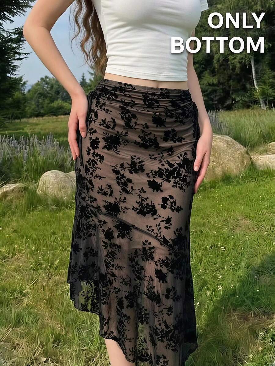 SHEIN MOD 女士不对称半身裙、蝴蝶结半身裙、秋冬女士半身裙、返校节、文艺复兴风格裤装、秋季婚礼宾客半身裙、派对、复古风格、优雅、办公室工作服女士半身裙、早午餐、返校、商务休闲女士半身裙、基本款、教师风格、可爱、90 年代、哥特、韩国时尚、文艺复兴博览会、长裙 - 黑色 - 查看 1