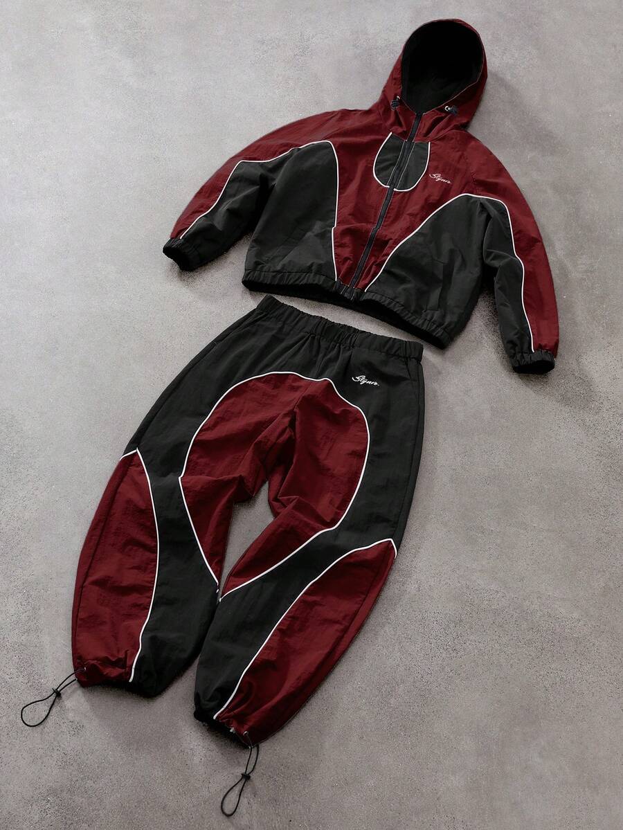 STYNVO Men's Two-Tone Color Block Hooded Jacket And Pants Set - Multicolor - View 1