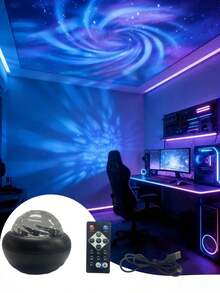 LED夜間投影燈 - 多功能星系與行星設計，USB供電氛圍燈，亮度可調，附遙控器，現代幻想主題，適用於臥室、客廳或遊戲室裝飾 | 多功能主題 | USB供電燈、臥室氛圍燈及聖誕裝飾燈 - 多色光 - 查看 2