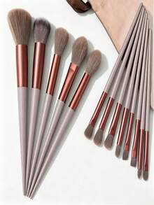 Conjunto de 10 Pincéis de Maquiagem Premium Dourado Champanhe (Com Tubo de Café), Inclui Pincel de Base, Pincel Corretivo, Pincel de Blush, Pincel de Contorno, Pincel de Blush, Pincel de Bronzeador, Pincel de Pó Solto, Pincel de Base, Pincel de Blush, Presente Bônus - Rosa ouro - Visão 7