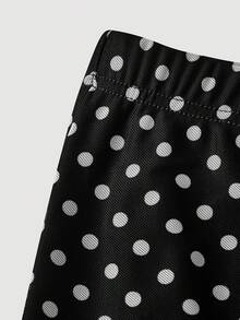 SHEIN MOD 女款波點印花不對稱下擺裙 - 黑色 - 查看 5
