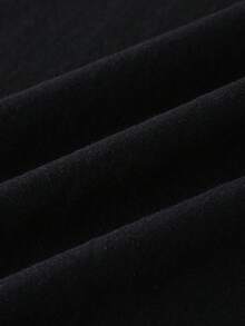 ROMWE MEN Goth 男士毛絨拼接骷髏印花休閒百搭短袖 Polo 衫 - 黑色 - 查看 8