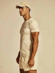 Musero Sport Printed Mucsle Fit Gym Crew Neck Tshirt Spring Summer Essentials Gymwear Athletic Gym - Khaki - View 3