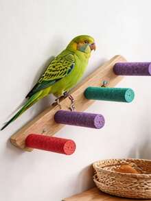 1PC Accessories Color Random Shipping Bird Scrub Station Rod Parrot Claw Grinding Station Bar Station Stand Tiger Skin Xuanfeng Wooden Stick Toy Bird Cage Station Stick Accessories - Style A - View 6
