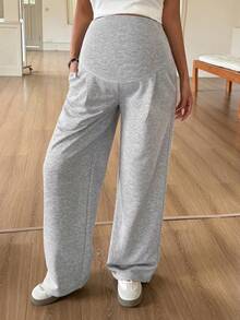 DAZY Maternity Adjustable Waist Casual Versatile Daily Wear Sweatpants Fall - Grey - View 4