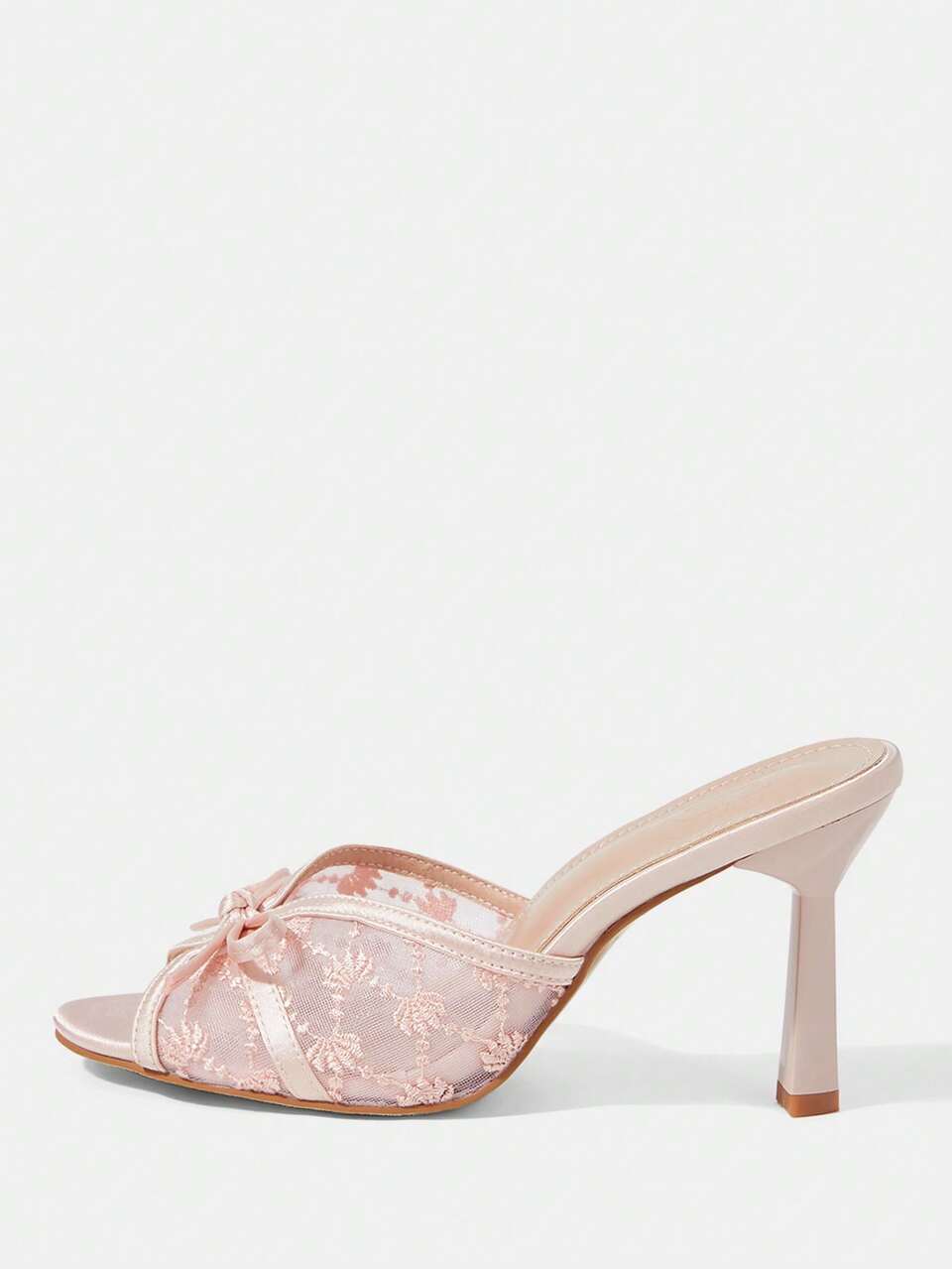 CUCCOO HITCHD Women's Shoes, Pink, Fashionable Mesh Lace, Hollowed-Out And Breathable, High-Heeled Sandals With Bow, Sweet, Cute And Gentle Wear