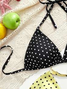 Swim Mod Plus Size Women's 1pc Floral Print Halter Triangle Bikini Top 2pcs Set Swimwear Beach Vacation Yellow Summer - Multicolor - View 5