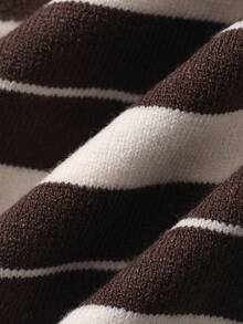 DAZY Round Neck Colorblock Striped Loose Casual Long Maternity Sweater Dress, Spring/Summer/Early Autumn - Brown - View 7
