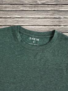Manfinity Dauomo Men's High Low Hem Tee - Dark Green - View 5