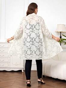 Reflora Plus Size Women's Shirt Autumn Elegant Cardigan Long Workplace Commute Daily Outing Versatile Tea Party Beige - Apricot - View 2