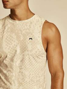 Musero Sport Printed Camo Crew Neck Tank Vest Spring Summer Essentials Gymwear Athletic Gym - Khaki - View 2
