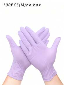 2/20/50/100 piezas Guantes desechables de nitrilo morados, sin látex, impermeables, antiestáticos, multiusos, sin polvo, adecuados para cocina, baño, hogar, tinte de cabello, salón de belleza, pintura, artes y manualidades, guantes protectores [Sin caja] - Púrpura malva - Ver 12