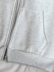 SHEIN 青少年女孩秋季豹紋拼接淺灰色長袖運動衫 - 淺灰色 - 查看 6