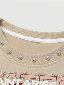 ROMWE MEN Street Life Men's Loose Fit Tank Top With Rivet Decor And Printed Pattern - Apricot - View 2