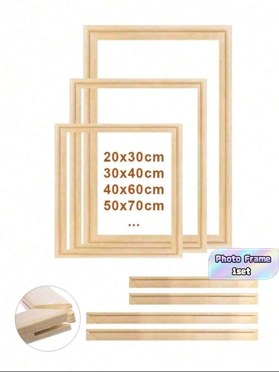 1Set, Wooden Frame DIY, Canvas Oil Painting, Pine Frame, Mural, Diamond Frame, Stretched Silk Frame, Practice Canvas, Wooden Inner Frame, Living Room, Bedroom, Home Decoration Gifts, Birthday Graduation - multicolor - View 1