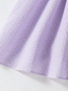 SHEIN Elladie kids 女童夏季新款時尚 Polo 領掛脖露背收腰甜美百搭度假風洋裝，小女孩正式禮服 - 紫色 - 查看 5