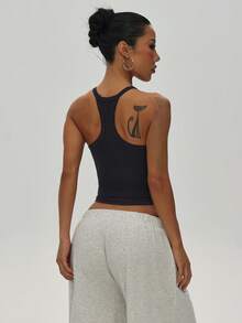 Slayform Women's Seamless Sexy Fitted Sports Tank Top, Suitable For Running, Workout And Exercise - Dark Grey - View 6