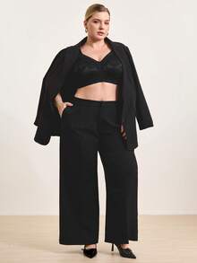 Hourtrue Plus Size Shaping Bra, Wireless Wide Strap Jacquard Full Coverage Unpadded - Black - View 6