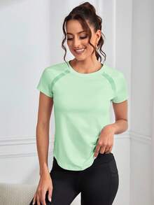Activina Women's Solid Color Raglan Short Sleeve Sports T-Shirt - Mint Green - View 8