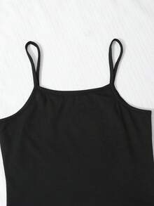 3件套青少年女孩服裝（黑色與紅色條紋喇叭袖T恤、黑色細肩帶背心、格紋長褲）酷炫套裝，秋季服飾，秋季，返校，學校，校服 - 酒紅色 - 查看 4