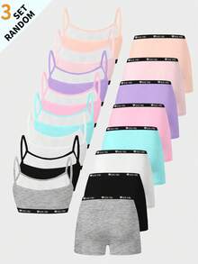 SHEIN 3pcs Cute Hip Hop Girl Print Comfortable Camisole & Shorts Set For Young Girl Autumn Fall - Multicolor - View 7