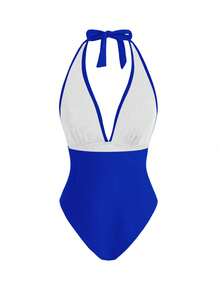 Swim Oasis Sunner Vacation 優雅浪漫海星扣飾連身泳衣高級套裝 - 寶藍色 - 查看 4