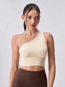 Loungeista Camiseta sin hombros moldeadora, top corto sin mangas de ajuste ceñido, ropa de exterior de moda - Albaricoque - View 3
