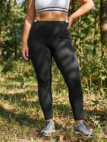 In My Nature Legging Esportiva Sem Costura de Cintura Alta para Mulheres Plus Size - Preto - Visão 1