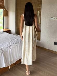 Livesso 女款蕾絲拼接休閒居家睡裙 夏季 - 白色 - 查看 2