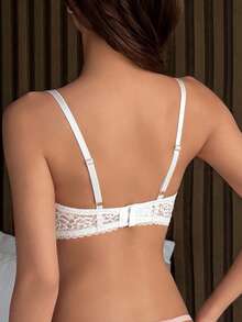 DAZY Mesh & Contrast Lace Lightweight Padded Sexy Bra - White - View 2