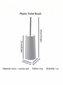 1pc Toilet Brush Set With Silicone Head 304 Stainless Steel Long Handle Plastic Base Ergonomic Durable Bathroom Cleaning Accessory Black/White/Grey Random Color - multicolor - View 13