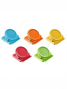 5PCS Colorful Magnetic Clips Heavy Duty Multipurpose Document Storage Organizer Plastic For Fridge Office Home Kitchen Christmas Gift - multicolor - View 3
