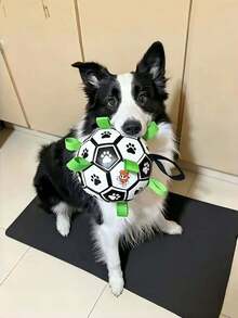 1 pièce Jouet pour chien avec sangle intégrée, ballon de football interactif pour usage intérieur et extérieur, convient aux chiens de grande, moyenne et petite taille, jeu de rapport pour chien heureux, match de football pour animaux de compagnie - Multicolore - Voir 2