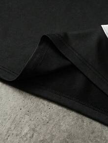 Manfinity Roghcode 男士青年休閒拼接刺繡大尺碼T恤 - 黑色 - 查看 7