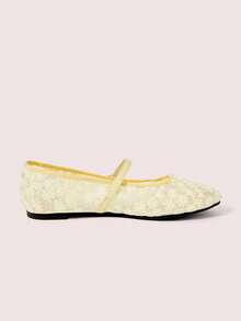 CUCCOO DOLLMOD Women's Shoes Round Toe Yellow Mesh Small Daisy With Cute Wear Fashion Flat Shoes Fall Shoes - Yellow - View 5