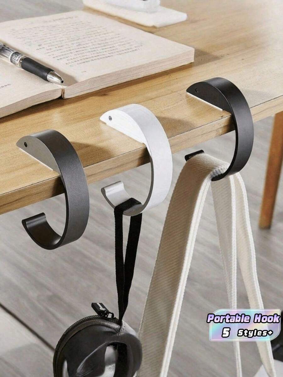 1 pieza Gancho móvil de aleación de aluminio, sin necesidad de clavos para la instalación, gancho portátil para mochila adecuado para escritorios, bolsos de mujer, mochilas, portavasos, ropa, utensilios de cocina, auriculares, ideal para la escuela, el hogar y la oficina, regalo de Acción de Gracias, Navidad, Año Nuevo, útiles escolares, vuelta a la oficina