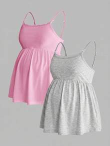 Modmama Top de lactancia informal de unicolor para maternidad, verano - Rosa - Ver 2