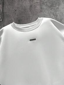 AXEPEAK 男士圓領牛仔休閒百搭日常穿著長袖衛衣 - 白色 - 查看 5