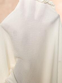 Boho Mama Comfortable Pure Maternity Shirt With Ruffle Trim And Front Tie – Autumn Fall - Apricot - View 11
