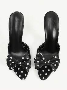 CUCCOO CHICEST Women Shoes Spring And Summer New Black Polka Dot Bow Open Toe Women's High Heel Sandals Slippers Fashion Comfortable Versatile Elegant Sexy Party - Fashion Polka Dot Black 1 # - View 2