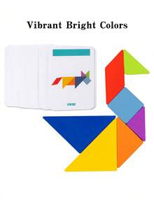 MINKOJA Portable Iron Box Wooden Tangram Puzzle, 59 Double-Sided Cards 118 Patterns, Montessori Educational Toy For Kids 3+, Travel Brain Game Develops Spatial Thinking & Hands-On Ability, Perfect Gift For Boys Girls - Multicolor - View 10